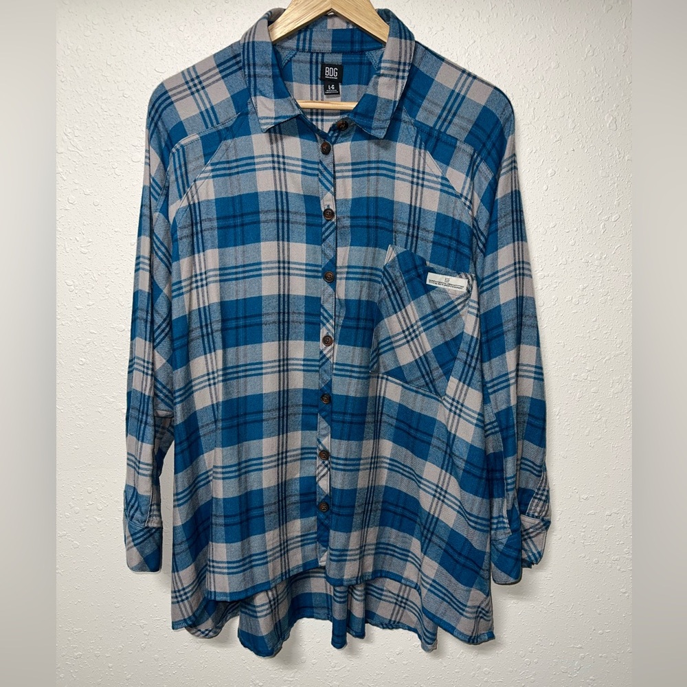 BDG Urban Outfitters Brendon Plaid Woven Button-Up Shirt Size L‎